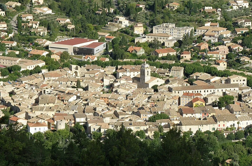 Toits de Buis-les-Baronnies et reliefs des Baronnies provençales